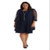 R&M Richards Women's Elegant 2-Piece Shift Dress with Pleated Shimmer Duster Jacket for Mother of the Bride, Cocktail Attire Navy view 3