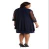 R&M Richards Women's Elegant 2-Piece Shift Dress with Pleated Shimmer Duster Jacket for Mother of the Bride, Cocktail Attire Navy view 4