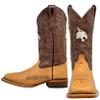 Vaccari Men's Weston Genuine Mocha/Tan Leather TS Bobcats Embroidery & Lasered Vamp Broad Square Toe Cowboy Boots - 9 D view 2
