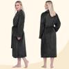 PAVILIA Black Women Robe Fleece Plush Soft, Fluffy Fuzzy Cozy Warm Lightweight Bathrobe, Shower Spa House Long Robe for Women, S/M view 3