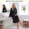 PAVILIA Black Women Robe Fleece Plush Soft, Fluffy Fuzzy Cozy Warm Lightweight Bathrobe, Shower Spa House Long Robe for Women, S/M view 4