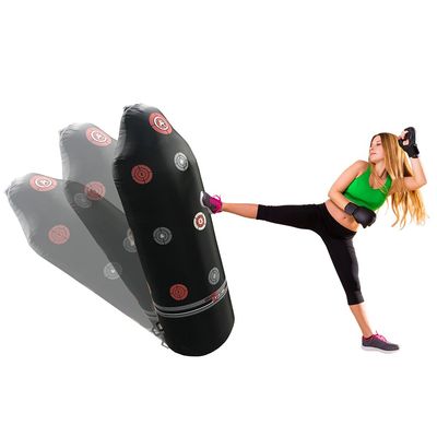 Inflatable Workout Kick & Punch Bag with Targets - 69" - Red and Black, Fill Base with Water - Martial Arts Training Tool - Exercise Equipment for Anywhere - Families, Adults, Children