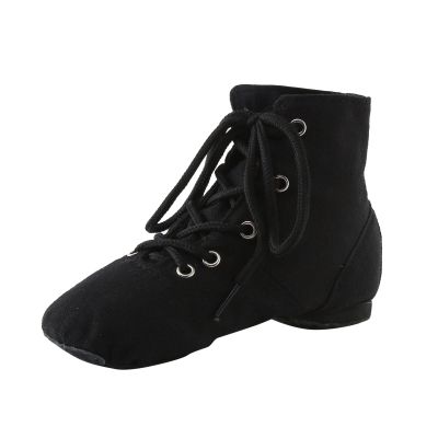 Children Leather Jazz Dancing Shoes High Heel Leather Lace-up Jazz Yoga Ballet Shoes (Little (Black, 5.5 Big Kids)