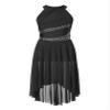 easyforever Kids Girls Sleeveless Shiny Rhinestone Lyrical Ballet Leotard Dress Contemporary Modern Latin Dance Costume Black 12 Years view 3