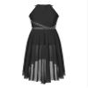 easyforever Kids Girls Sleeveless Shiny Rhinestone Lyrical Ballet Leotard Dress Contemporary Modern Latin Dance Costume Black 12 Years view 4