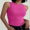 ANRABESS Womens Sleeveless High Neck Tank Tops Fashion Summer Casual Basic Slim Fit Ribbed Racerback Top Shirt Clothes Hot Pink-XL view 2