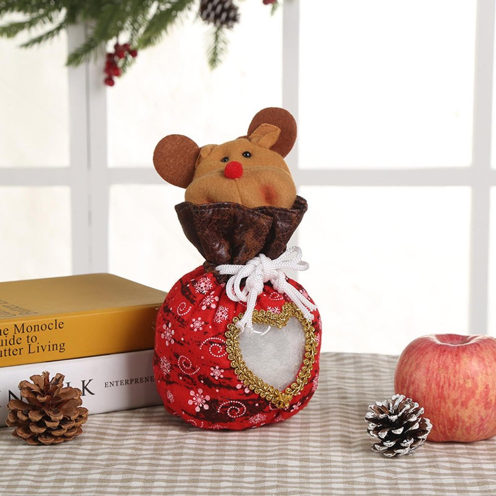 FETAL Bear Snowman Doll Packaging Bag, Drawstring Cartoon Souvenir Gift Bag