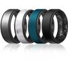 Egnaro Silicone Rings for Men 1/4/5/6/7 Multipack of Breathable Mens Silicone Rubber Wedding Rings Bands - Step Edge view 1