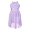 easyforever Kids Girls Sleeveless Shiny Rhinestone Lyrical Ballet Leotard Dress Contemporary Modern Latin Dance Costume Lavender 14 Years view 3