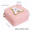 Canboer Small Jewelry Box Travel Jewelry Case Jewelry Holder Organizer,Travel Essentials Box Jewelry Organizer,Personalized Birthday Gifts for Teen Girls Women Initial I, pink view 3