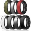 Egnaro Silicone Rings for Men 1/4/5/6/7 Multipack of Breathable Mens Silicone Rubber Wedding Rings Bands - Step Edge view 1