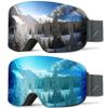 NSSIW Ski Goggles for Men Women Youth, OTG Snowboard Goggles Snow Goggles with Anti Fog and UV Protection Over Glasses 2 Pack view 1