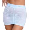 Agoky Women's See Through Mesh Sheer Mini Skirts Elastic Waistband Bodycon Stretch Ruched Skirts Blue One Size view 1