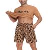 EISHOPEER Pajama Sets for Men Soft 2 Piece Pj's Set Short Sleeve Print Top and Shorts for Loungewear Sleepwear Coffee & Leopard Small