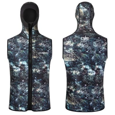3mm Neoprene Wetsuit Hooded Vest for Men Women,Black/Camouflage Sleeveless Diving Vest for Water Sports Surfing Snorkeling Swim (Camo-3mm, XL)