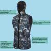 3mm Neoprene Wetsuit Hooded Vest for Men Women,Black/Camouflage Sleeveless Diving Vest for Water Sports Surfing Snorkeling Swim (Camo-3mm, XL) view 2