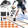 GHB Agility Ladder,Football Training Equipment Set,4 Agility Hurdles, 20 feet12 Rungs Speed Ladder,12 Disc Cones,Resistance Parachute, Jump Rope, 4 Resistance Bands (Orange) view 1