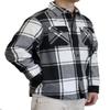 AIRNINE Men's Heavy Weight Quilted Lined Plaid Flannel Shirt Jacket (S to 5XL) (Black/White_1128, 3X-Large) view 2