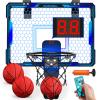 HYES Remote Control Basketball Hoop Indoor with 7 LED Lighting, Mini Basketball Hoop with Electronic Scoreboard, 3 Modes, Over Door Basketball Hoop, Basketball Toys Sport Gifts for Kids, Adults (Blue) view 1