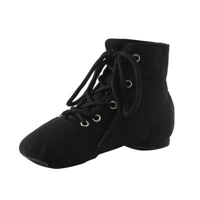 Children Leather Jazz Dancing Shoes High Heel Leather Lace-up Jazz Yoga Ballet Shoes (Little Kid/Big (Black, 5 Big Kids)