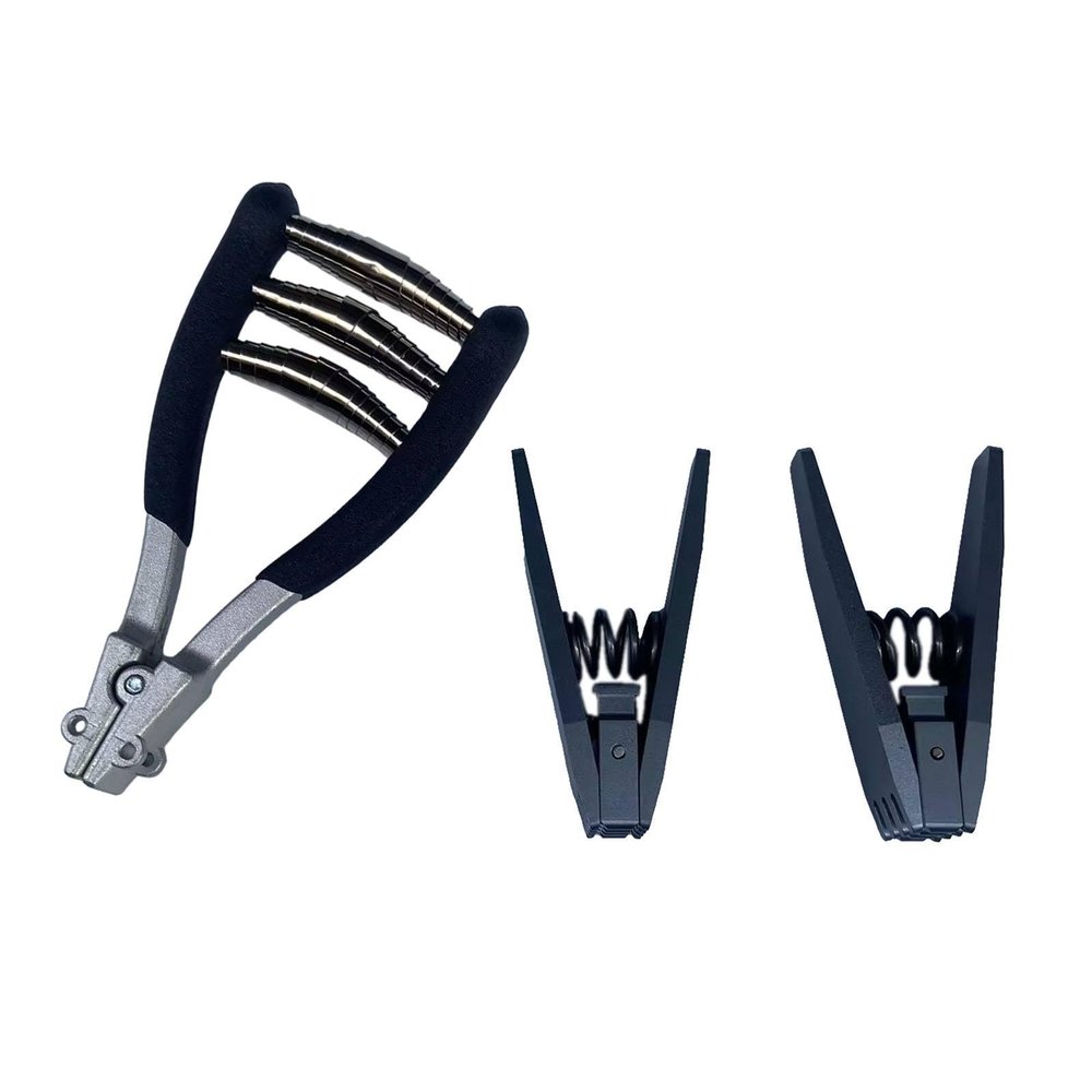 Stringing Clamp 3 Spring Sports Starting Clamp for Tennis and Badminton Racket, Black