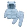 Kaerm Toddler Kids Winter Snowsuit Puffer Jacket Boys Girls Long Sleeve Hoodie Lightweight Down Coat and Pants Sky Blue 18-24 Months view 1