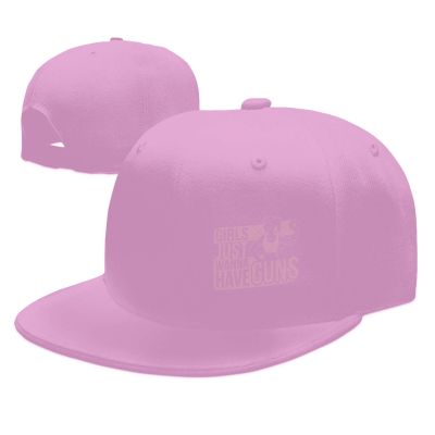 ZRCAIFU Girl Just Wanna Have Guns Hat Mens Flat Bill Visor Classic Trucker Hats Pink Baseball Cap