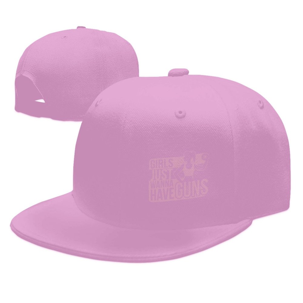 ZRCAIFU Girl Just Wanna Have Guns Hat Mens Flat Bill Visor Classic Trucker Hats Pink Baseball Cap