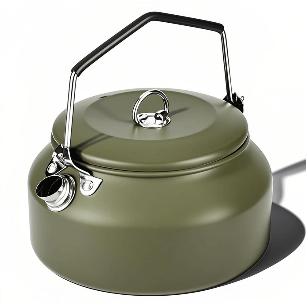 VEADOOLLY Camping Kettle Camp Tea Coffee Pot, 1L Stainless Steel Outdoor Campfire Camp kettle, Portable Lightweight Teapot Fast Heating Boiling Water, Ideal for Hiking Picnic Travel, Green