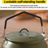VEADOOLLY Camping Kettle Camp Tea Coffee Pot, 1L Stainless Steel Outdoor Campfire Camp kettle, Portable Lightweight Teapot Fast Heating Boiling Water, Ideal for Hiking Picnic Travel, Green view 3