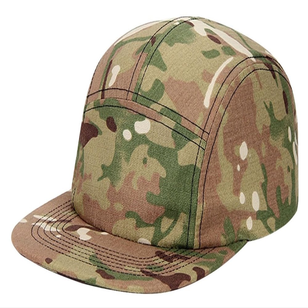5 Panels Hat Basic Daily Wear Flat-Bill Cap (US, Numeric, 7 1/2, 7 3/4, camo/L Size)