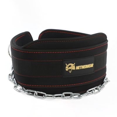 Nethergear Dip Belt for Weight Lifting with 36 Heavy-Duty Steel Chain, Comfortable Neoprene & Strong Stitching, Weighted Belt Ideal for Bodybuilding, Powerlifting, Pull Ups & Squats (Black)