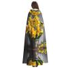 berbo Bouquet of Daffodils Chic Black Hooded Cape - Durable & Comfortable Wear - Unique Gothic & Fantasy Novelty for All Occasions view 2
