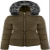 BodiLove Women's Everyday Warm Winter Quilted Puffer Short Coat High Collar Jacket with Removable Faux Fur Hood Zipper Vegan Leather Piping Water Resistent Olive L view 1