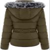 BodiLove Women's Everyday Warm Winter Quilted Puffer Short Coat High Collar Jacket with Removable Faux Fur Hood Zipper Vegan Leather Piping Water Resistent Olive L view 3