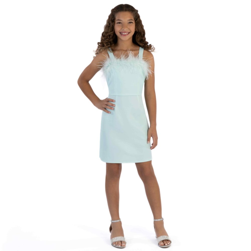 Speechless Girls Sleeveless Scuba Crepe Shift Party Dress, Mint, 14