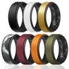Egnaro Silicone Rings for Men 1/4/5/6/7 Multipack of Breathable Mens Silicone Rubber Wedding Rings Bands - Step Edge view 1