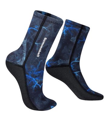 Summshall Neoprene Socks 3mm Wetsuit Anti-Slip Thermal Diving Socks for Men Women, Water Sport Snorkeling Swimming Surfing Sailing, XL/US 12-13/EUR43-44, Blue-Camo