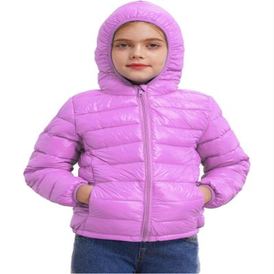 JEATHA Boys Girls Ultra Lightweight Packable Puffer Jacket Kids Windproof Water Resistant Zip Up Hoodie Coats Purple 11-12 Years