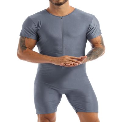 winying Mens One Piece Sleeveless Vest Tank Top Leotard Gymnastics Bodysuit Wrestling Singlet Jumpsuit Dark Grey A X-Large