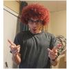 Airhostess 70s Disco Curly Afro Wig with Accessories, Unisex Synthetic Wig for Halloween Cosplay & Themed Party (Red) view 2