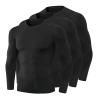 3 Pack Black Compression Shirt Men Long Sleeve Workout GMY Baselayers Sport Running T-Shirts Athletic Dry Fit Football Top view 1