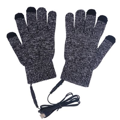 KSIEE Heated Glove Liners, USB Heated Gloves, Touchscreen Heated Mittens,Rechargeable, Portable Non Slip Rechargeable Heated Mittens for Riding Running Skiing Indoor Outdoor (Gray)