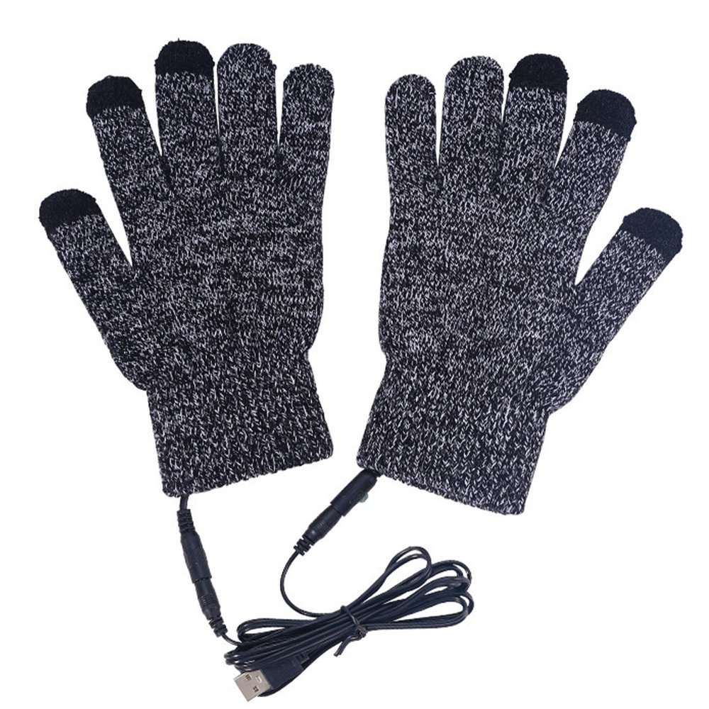 KSIEE Heated Glove Liners, USB Heated Gloves, Touchscreen Heated Mittens,Rechargeable, Portable Non Slip Rechargeable Heated Mittens for Riding Running Skiing Indoor Outdoor (Gray)
