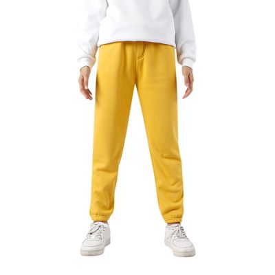 WGRIF Boys Girls Active Pants Jogger Sweatpants with Pockets Kids Trousers Casual Solid Pants Oversized (Yellow, 5-6 Years)