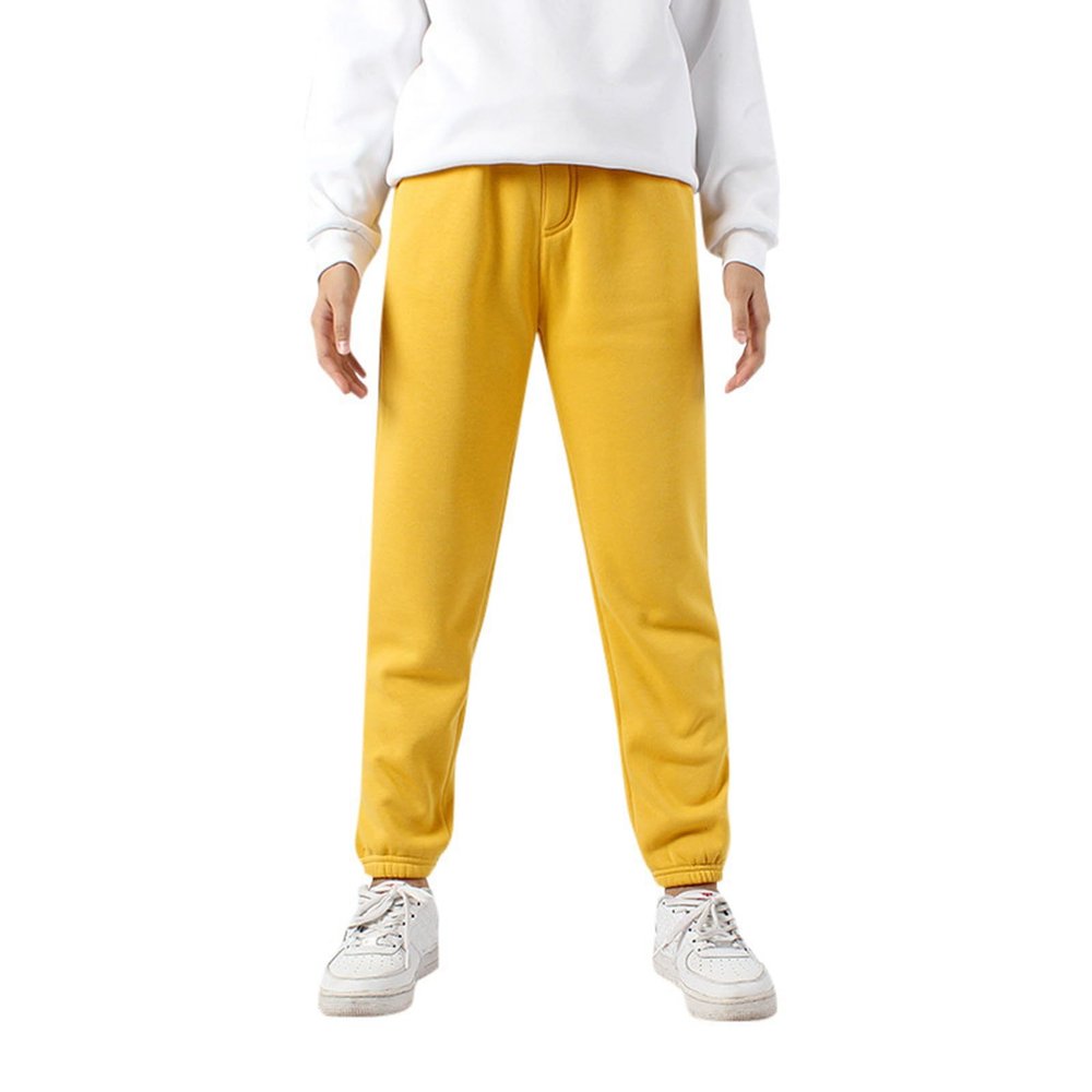 WGRIF Boys Girls Active Pants Jogger Sweatpants with Pockets Kids Trousers Casual Solid Pants Oversized (Yellow, 5-6 Years)