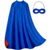 Adult Superhero Cape & Mask Set - Double-Sided Blue & Red Super Hero Capes and Masks for Men Women Dress-Up Parties view 1