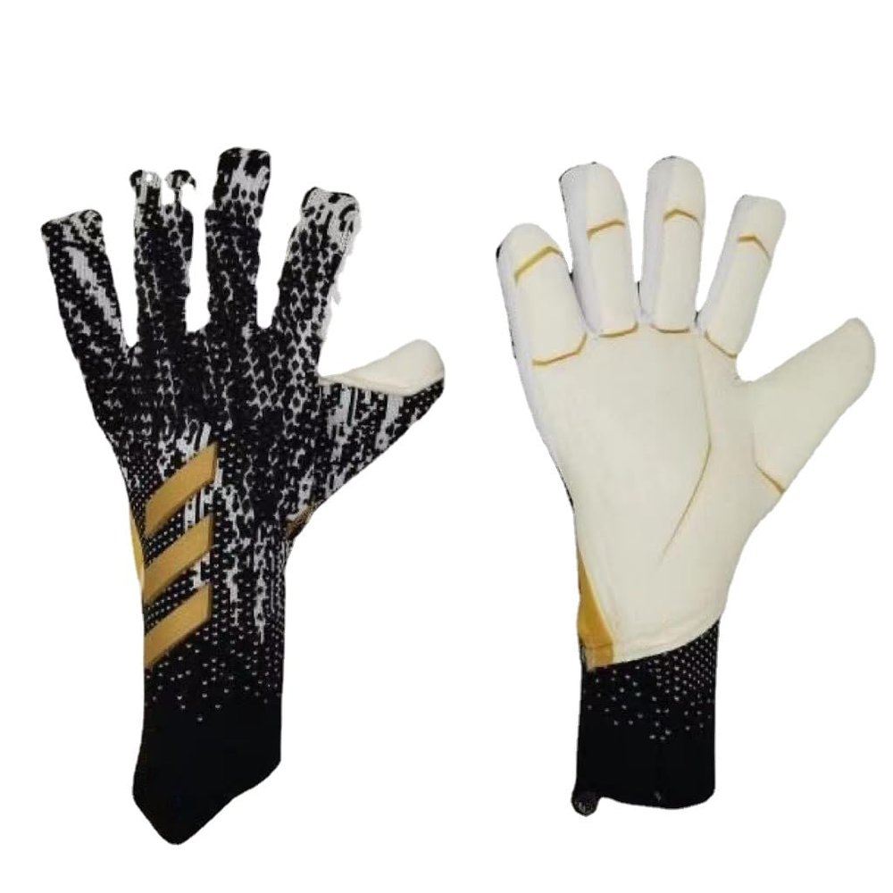PLbSE Soccer Goalkeeper Gloves Goalie Training Gloves Strong Grip Anti-Slip and Breathable for Adults and Children (Black Golden,6)