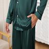 U2SKIIN Mens Silk Pajamas Set, Long Sleeve Satin Pajamas for Men Sleepwear Button Down Pjs Set Two-piece(Dark Green,L) view 3