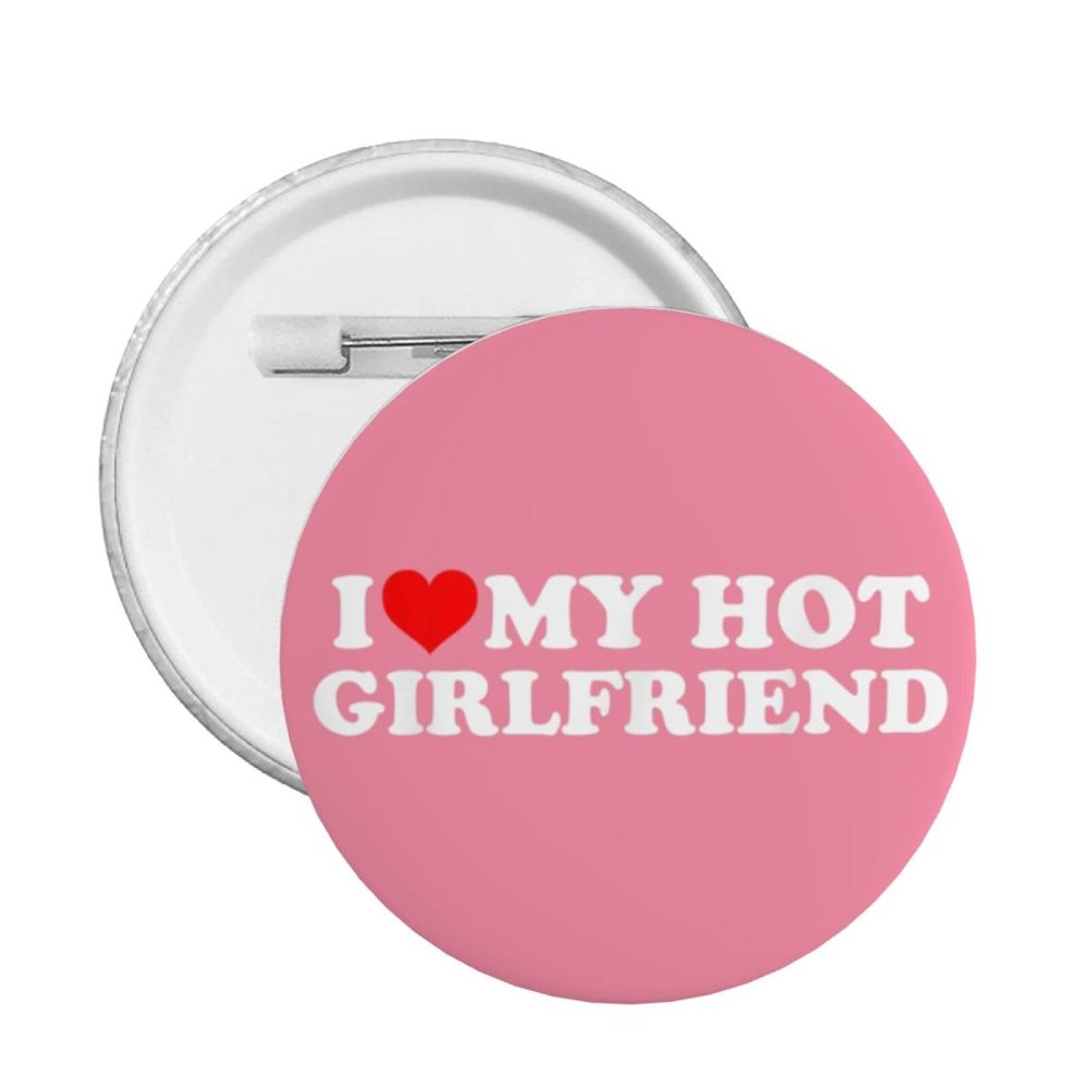 12 PCS Round Badges Heart I Love My Hot Girlfriend Button Pins Funny Badge Button Pins,Buttons Badges Pins for Men Brooch Pins for Women Large